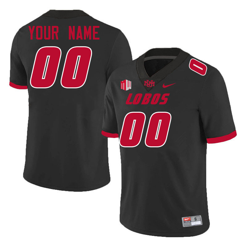 Custom New Mexico Lobos Player's Name And Number Football Jersey-Black